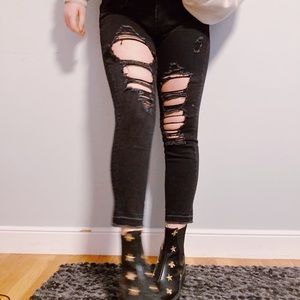 black ripped jeans